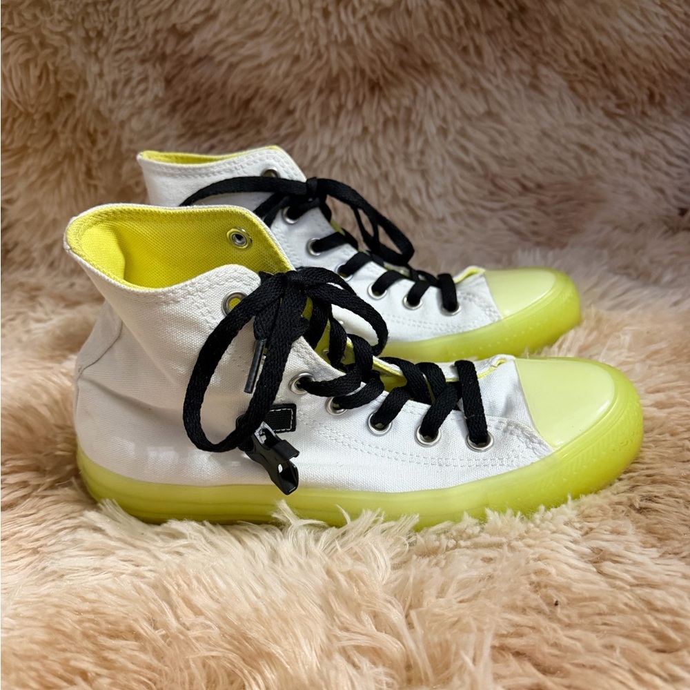 RARE! Converse Chuck Taylor All Star White Neon Sole Hi Top Sneaker - Picture 3 of 11